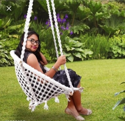 Picture of Fida Swing Hanging Chair Hammock for Garden Home Patio Yard White 