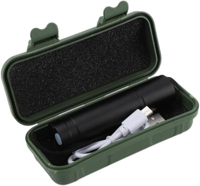 Picture of Electronic Lighter, LED Flashlight, USB Rechargeable Black Light, Waterproof, Small, Lightweight, Abrasion Resistant, Corrosion Resistant, Anti-Slip, Comfortable, Portable Night Work with Magnet Black 