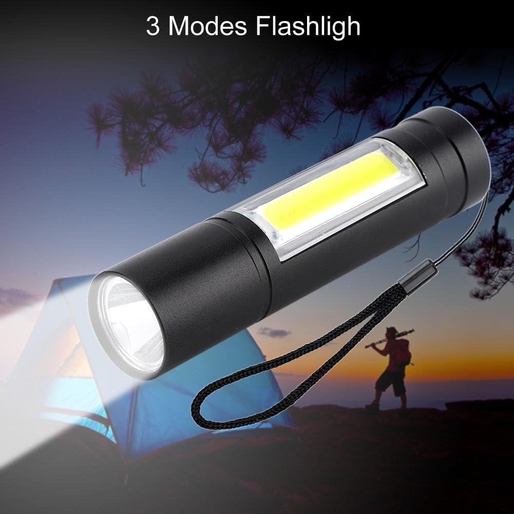 Picture of Electronic Lighter, LED Flashlight, USB Rechargeable Black Light, Waterproof, Small, Lightweight, Abrasion Resistant, Corrosion Resistant, Anti-Slip, Comfortable, Portable Night Work with Magnet Black 