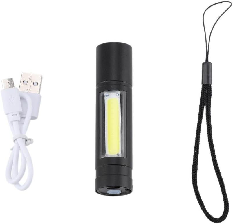 Picture of Electronic Lighter, LED Flashlight, USB Rechargeable Black Light, Waterproof, Small, Lightweight, Abrasion Resistant, Corrosion Resistant, Anti-Slip, Comfortable, Portable Night Work with Magnet Black 