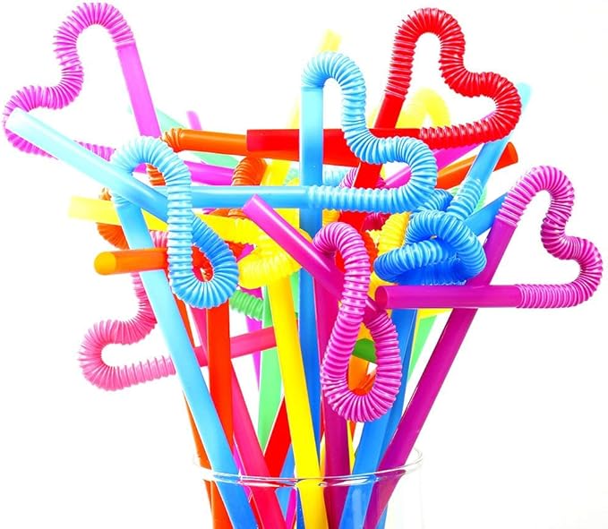 Picture of Straw Pack - Plastic Straws - Pack OF 25 Flexible Colorful - Multi color Straws Multicolor 