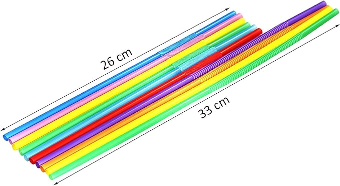 Picture of Straw Pack - Plastic Straws - Pack OF 25 Flexible Colorful - Multi color Straws Multicolor 