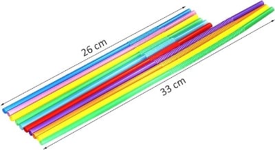 Picture of Straw Pack - Plastic Straws - Pack OF 25 Flexible Colorful - Multi color Straws Multicolor 