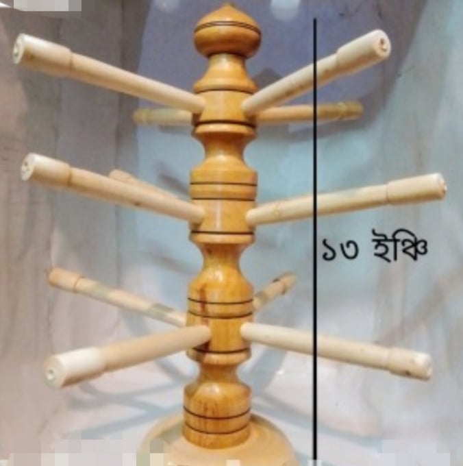 Picture of কাঠের মগ স্ট্যান্ড র‍্যাক কফি টি স্টোরেজ হ্যাঙ্গার কাপ অর্গানাইজার হোল্ডার 12 টি হুক সহ Brown 