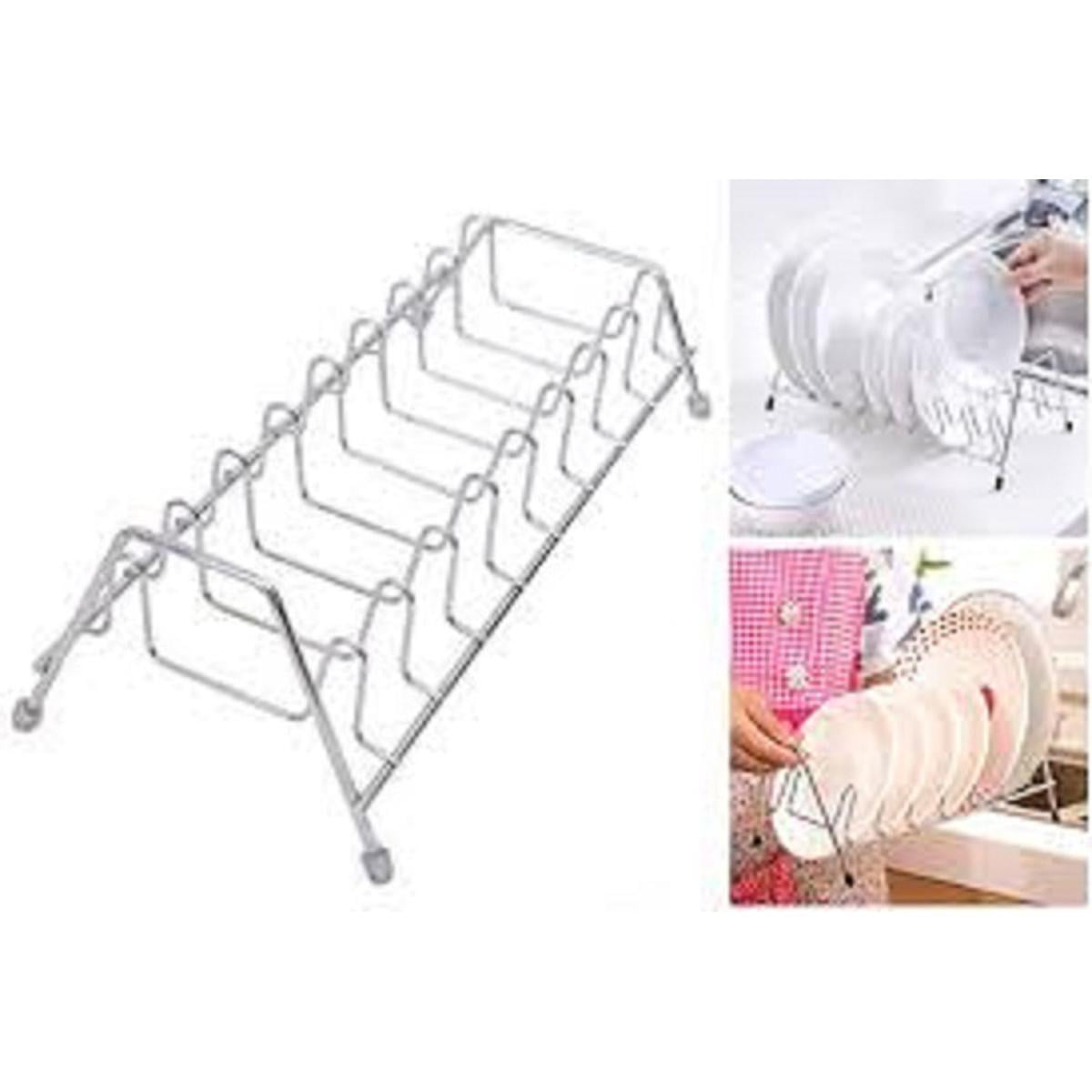 Picture of Stainless Steel Dish Rack for Kitchen Counter, Multipurpose Dish Drying Holder, Sink Countertop Storage Organizer Silver 