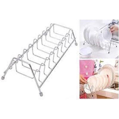 Picture of Stainless Steel Dish Rack for Kitchen Counter, Multipurpose Dish Drying Holder, Sink Countertop Storage Organizer Silver 