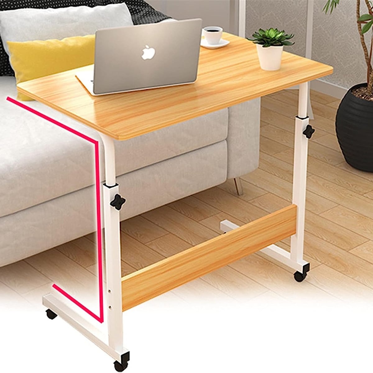 Picture of Portable Studying Desk Height Adjustable Bedside Laptop Table Brown 