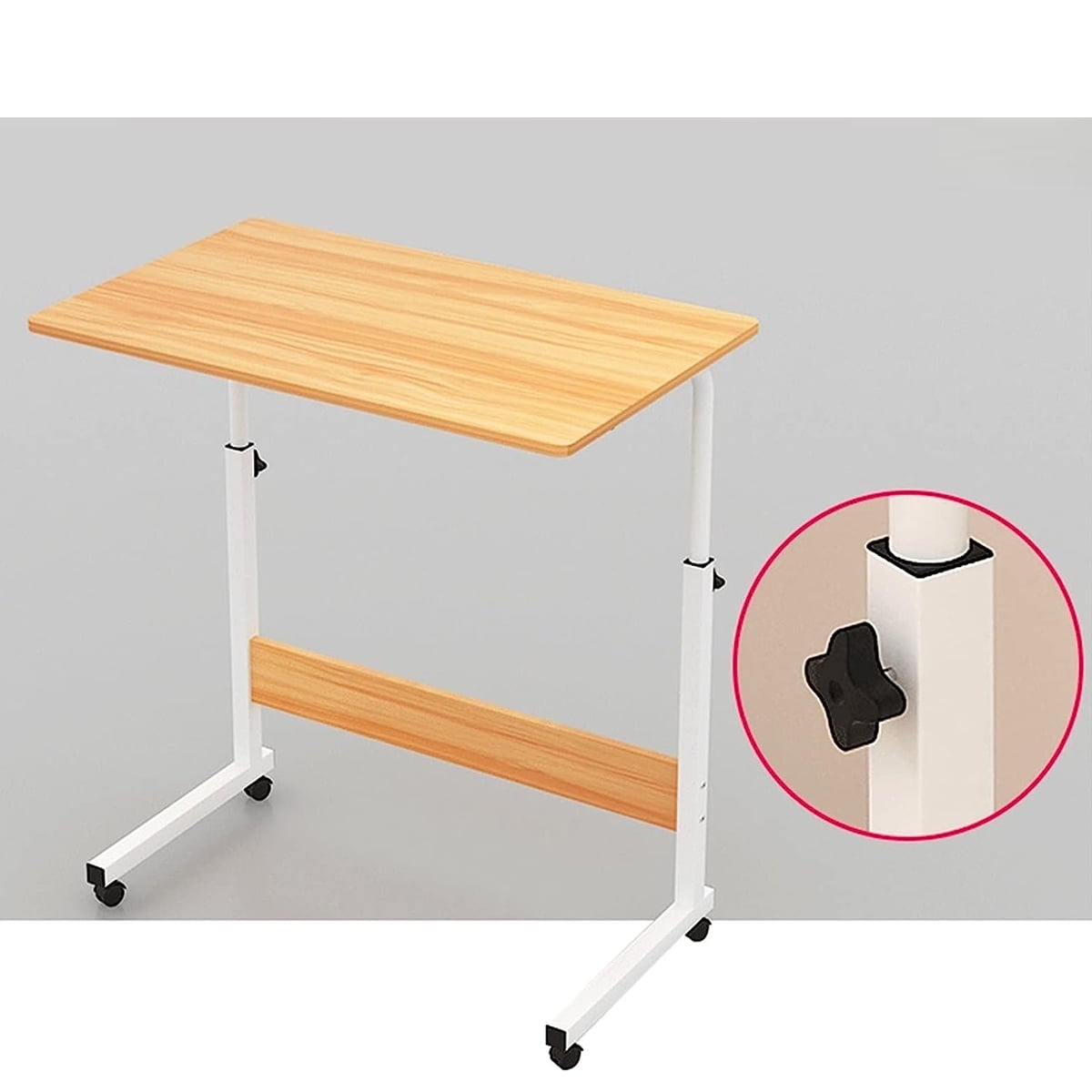 Picture of Portable Studying Desk Height Adjustable Bedside Laptop Table Brown 