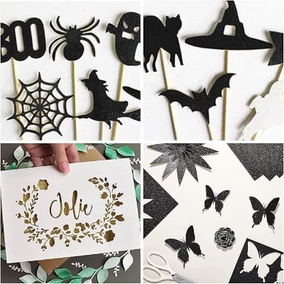 Picture of 2 Pcs Black DIY Craft Foam Sheets self adhesive Ultra Fine Glitter Foam Sheets Craft Foam SELF ADHESIVE Glitter A4 Black 