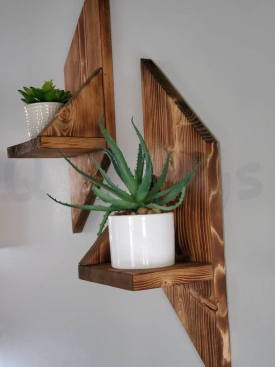 Picture of Wall Flower vase Rack wooden Wall Hanging Stand 1pcs Brown 