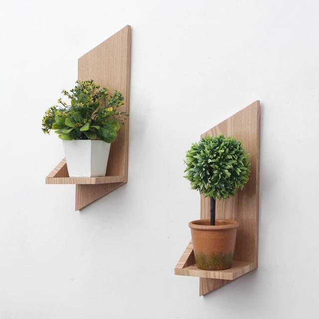 Picture of Wall Flower vase Rack wooden Wall Hanging Stand 1pcs Brown 