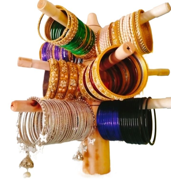 Picture of Necklace Storage Wooden Jewelry Display Organizer Churir Alna Curi Stand 3 layer Brown 