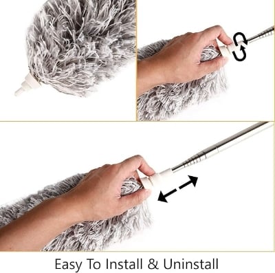 Picture of Extendable Flexible Duster for Cleaning Complicated Areas and ceiling fan, Microfiber Duster , Super Long Extendable Dusters Grey 