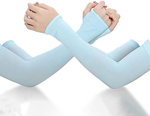 Picture of Arm Sleeves Summer Sun UV Protection Ice Cool Cycling Running Fishing Climbing Driving Arm Cover Warmers for Men Women Sun Protection Arm Sleeves Blue One Size