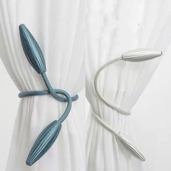 Picture of 1 Pcs Curtain Tiebacks Convenient Drape Tie Decorative Weave Rope Curtain Rings & Buckles Holder For Window Sheer Blackout Draperies - Porda Color send rendom delivery from china Grey 