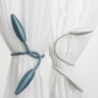 Picture of 1 Pcs Curtain Tiebacks Convenient Drape Tie Decorative Weave Rope Curtain Rings & Buckles Holder For Window Sheer Blackout Draperies - Porda Color send rendom delivery from china Grey 