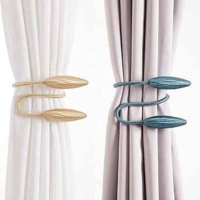 Picture of 1 Pcs Curtain Tiebacks Convenient Drape Tie Decorative Weave Rope Curtain Rings & Buckles Holder For Window Sheer Blackout Draperies - Porda Color send rendom delivery from china Grey 