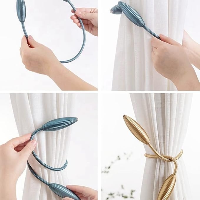 Picture of 1 Pcs Curtain Tiebacks Convenient Drape Tie Decorative Weave Rope Curtain Rings & Buckles Holder For Window Sheer Blackout Draperies - Porda Color send rendom delivery from china Grey 
