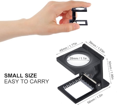 Picture of Three Folding Counting Magnifiers With Scale Textile Jewelry Collection Repair Black 