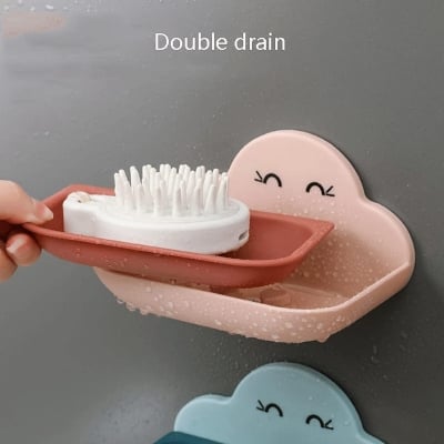 Picture of No Drill Sticky Soap Case Holder With Magic Sticker Bathroom Pvc Soap Case Holder Toilet Shower Soap Dish - 1 pcs Brush Holder -soap holder Off White 