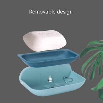Picture of No Drill Sticky Soap Case Holder With Magic Sticker Bathroom Pvc Soap Case Holder Toilet Shower Soap Dish - 1 pcs Brush Holder -soap holder Off White 