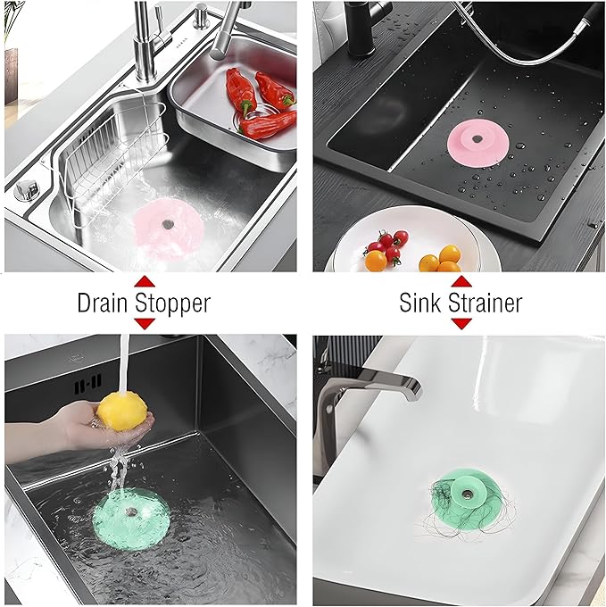 Picture of High-Quality Silicone Sink Strainer Drain Plug for Bathroom Kitchen Sinks Multicolor 