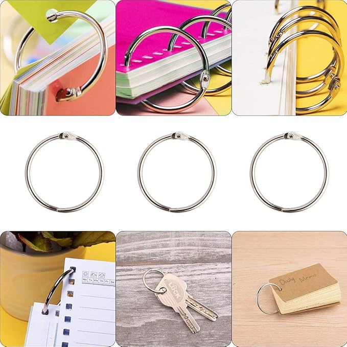 Picture of 12 Pcs Loose Leaf Binder Rings 2 cm Key Rings Book Rings for Scrapbook Album Craft Silver 