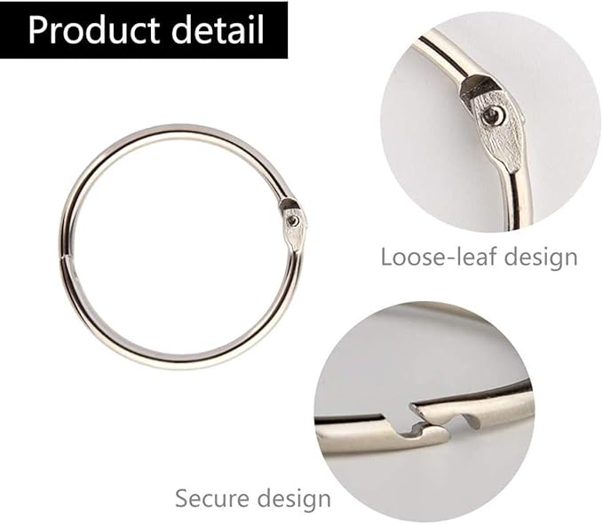 Picture of 12 Pcs Loose Leaf Binder Rings 2 cm Key Rings Book Rings for Scrapbook Album Craft Silver 