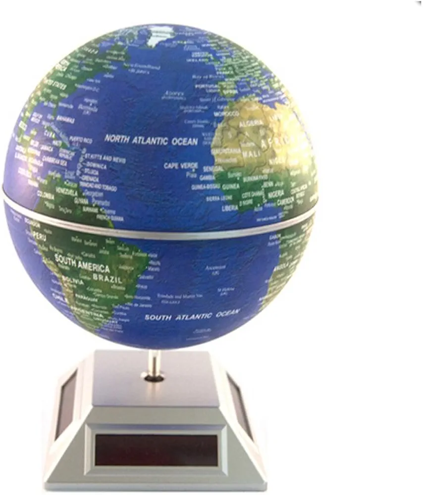 Picture of Solar Rotating Globe Educational Office Home Decor Black 