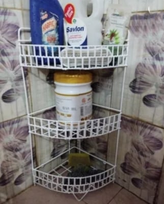 Picture of Full metal Shelve Corner rack space saver for bathroom kitchen White 