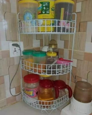 Picture of Full metal Shelve Corner rack space saver for bathroom kitchen White 