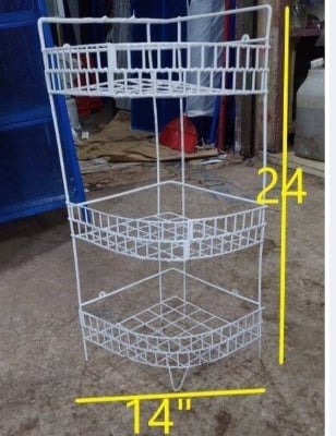 Picture of Full metal Shelve Corner rack space saver for bathroom kitchen White 