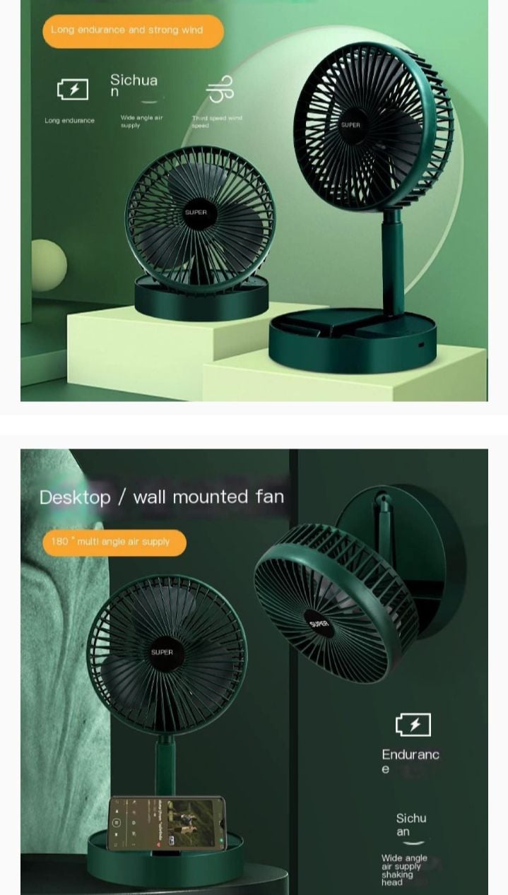 Picture of Study charge fan folding height adjustable speed fan China Rechargeable dask fan Multicolor 