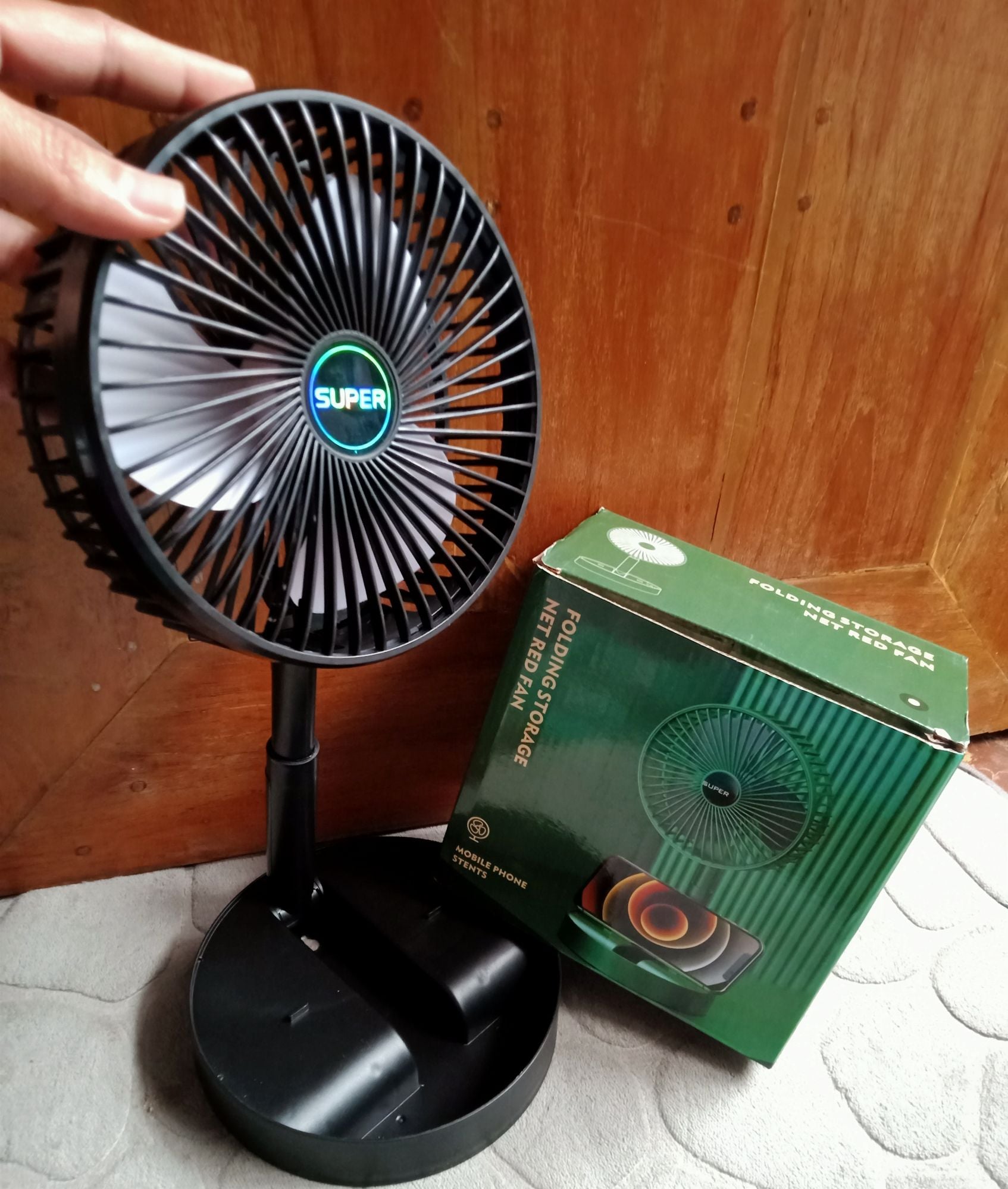 Picture of Study charge fan folding height adjustable speed fan China Rechargeable dask fan Multicolor 