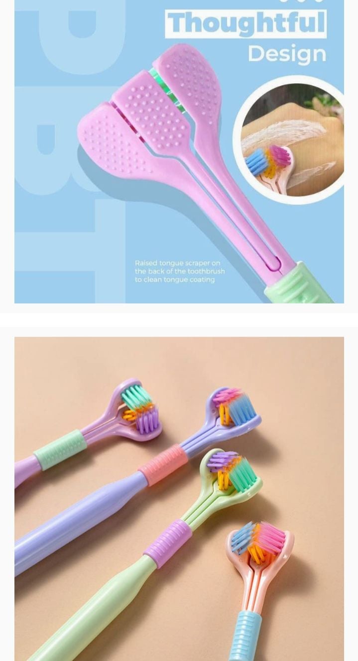 Picture of 2 pack V shaped three side toothbr upush for deep cleans teeth Multicolor 