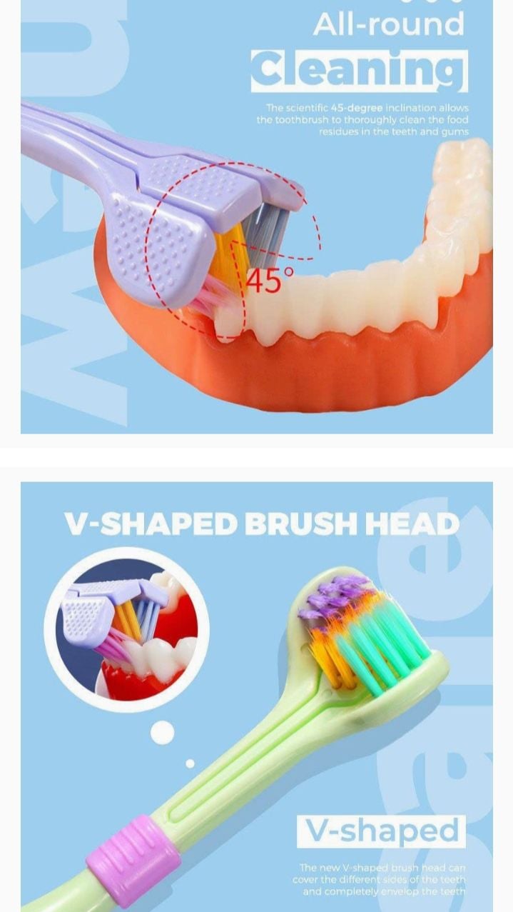 Picture of 2 pack V shaped three side toothbr upush for deep cleans teeth Multicolor 