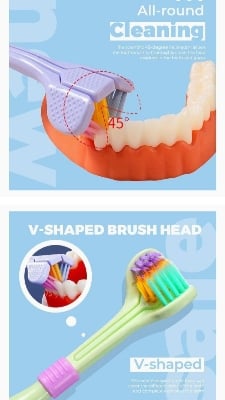 Picture of 2 pack V shaped three side toothbr upush for deep cleans teeth Multicolor 