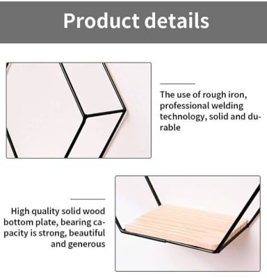 Picture of 1 pcs Modern Hexagon wall shelves metal iron Black 