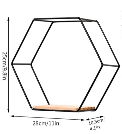 Picture of 1 pcs Modern Hexagon wall shelves metal iron Black 