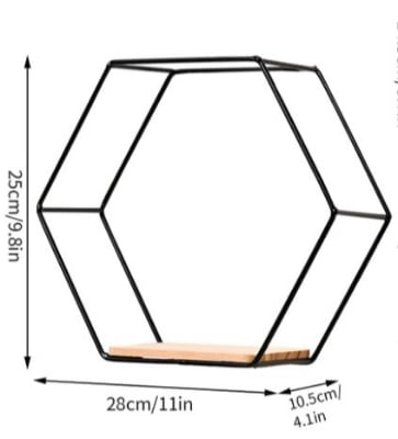 Picture of 1 pcs Modern Hexagon wall shelves metal iron Black 