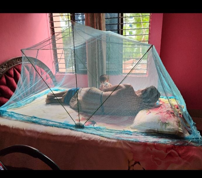 Picture of Single Bed Mosquito Net Foldable Metal Stand /Lazy adult mosquito net 3.5/6.5 fit Blue 