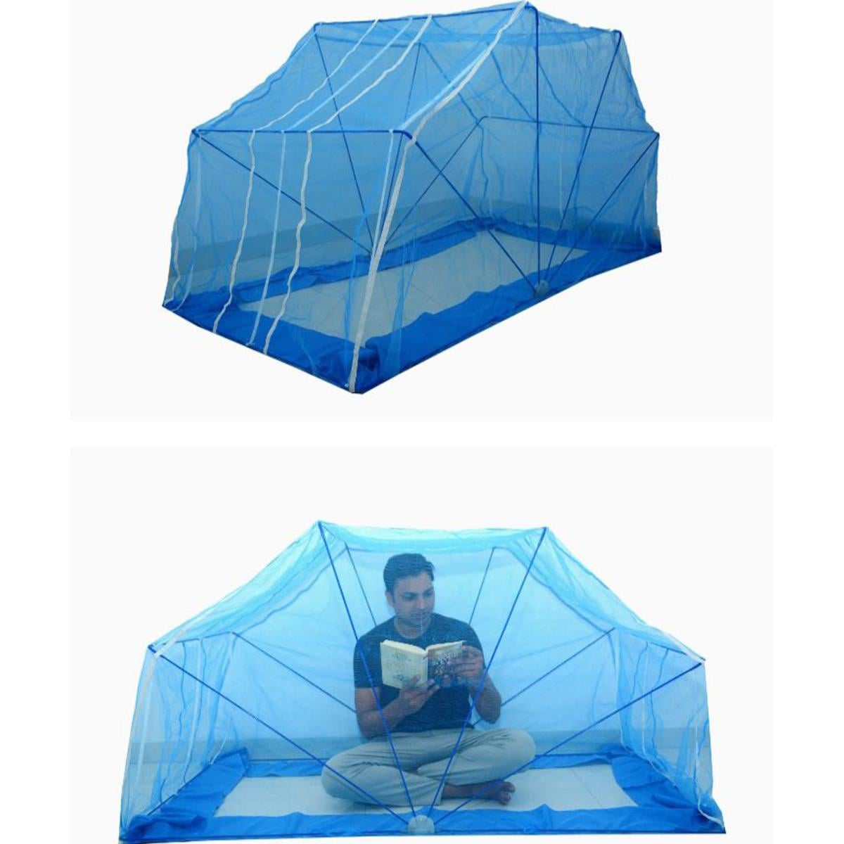 Picture of Single Bed Mosquito Net Foldable Metal Stand /Lazy adult mosquito net 3.5/6.5 fit Blue 