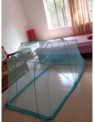 Picture of Single Bed Mosquito Net Foldable Metal Stand /Lazy adult mosquito net 3.5/6.5 fit Blue 
