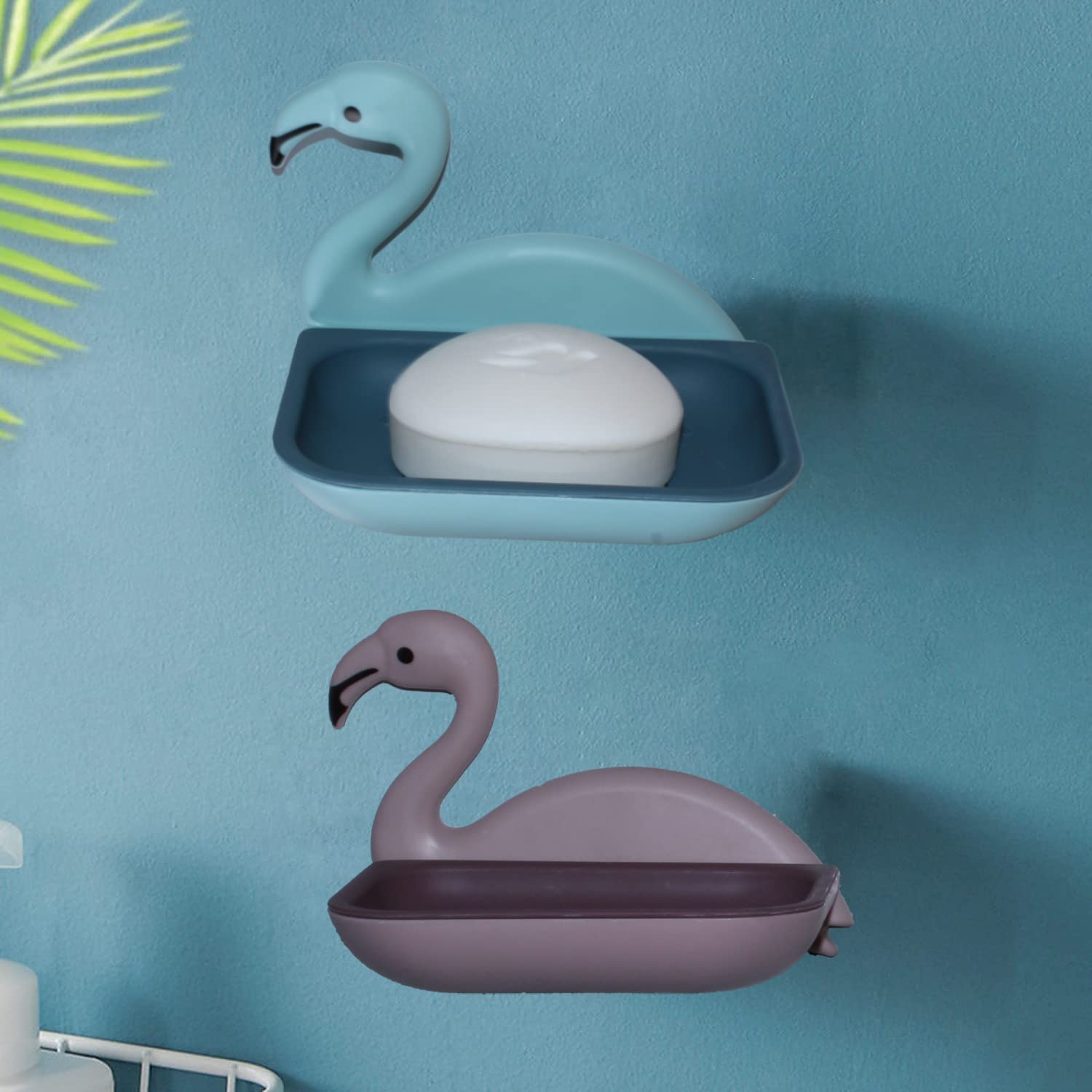 Picture of Wall Mounted No Drilling Self Draining Keep Soap Bars Toilet Laundry Soap Box 1 PCS White 