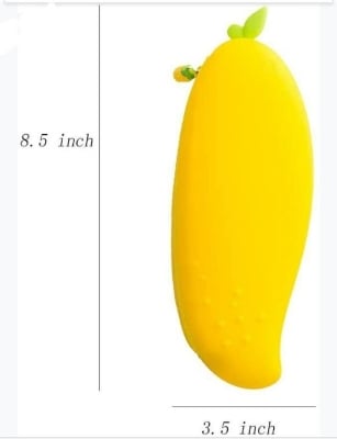 Picture of 2 Pcs Silicone Mango Pencil Case/Coin Purse Kids B'day Return Gift soft durable creative pen storage bag- Innovative Yellow 