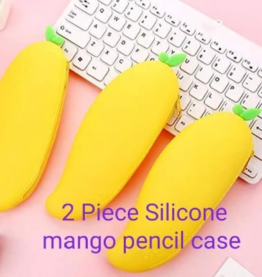 Picture of 2 Pcs Silicone Mango Pencil Case/Coin Purse Kids B'day Return Gift soft durable creative pen storage bag- Innovative Yellow 