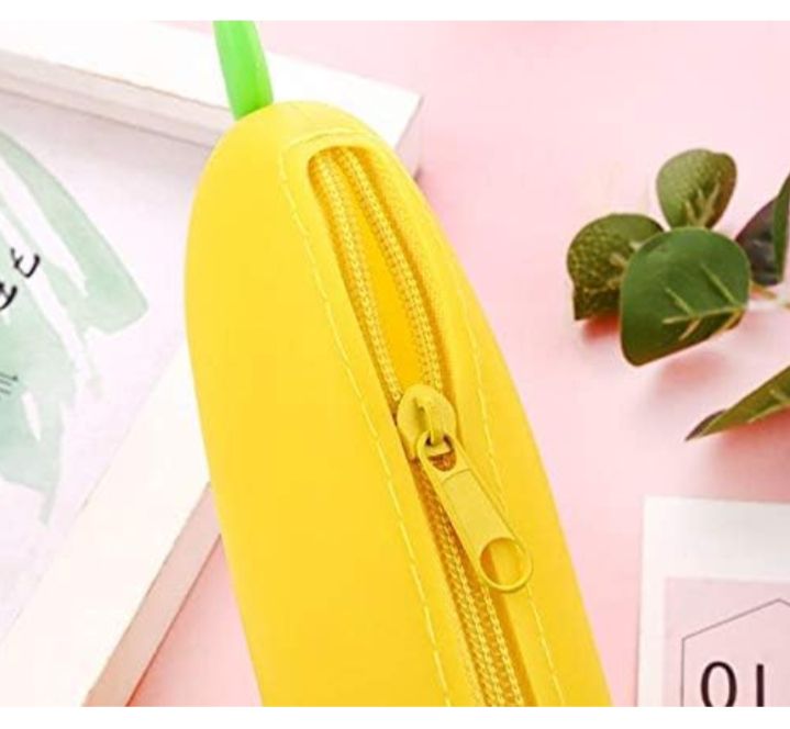 Picture of 2 Pcs Silicone Mango Pencil Case/Coin Purse Kids B'day Return Gift soft durable creative pen storage bag- Innovative Yellow 