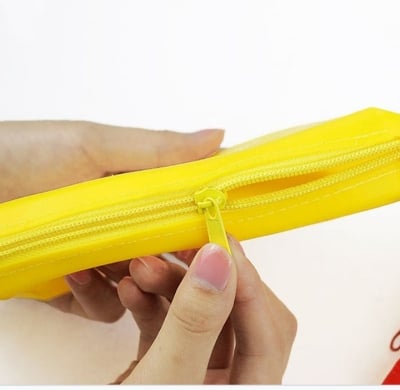 Picture of 2 Pcs Silicone Mango Pencil Case/Coin Purse Kids B'day Return Gift soft durable creative pen storage bag- Innovative Yellow 