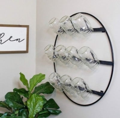 Picture of Iron Metal Coffee Mug Rack Vertical Wall Mounted Storage Display Organizer Hooks for Coffee Mugs, Tea Cups, Mason Jars, and Many More Black 