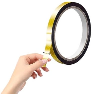 Picture of 5 Rolls Gold glossy Tape, Self-Adhesive Metallized Polyester Film Tape Graphic Art Tape Gold 
